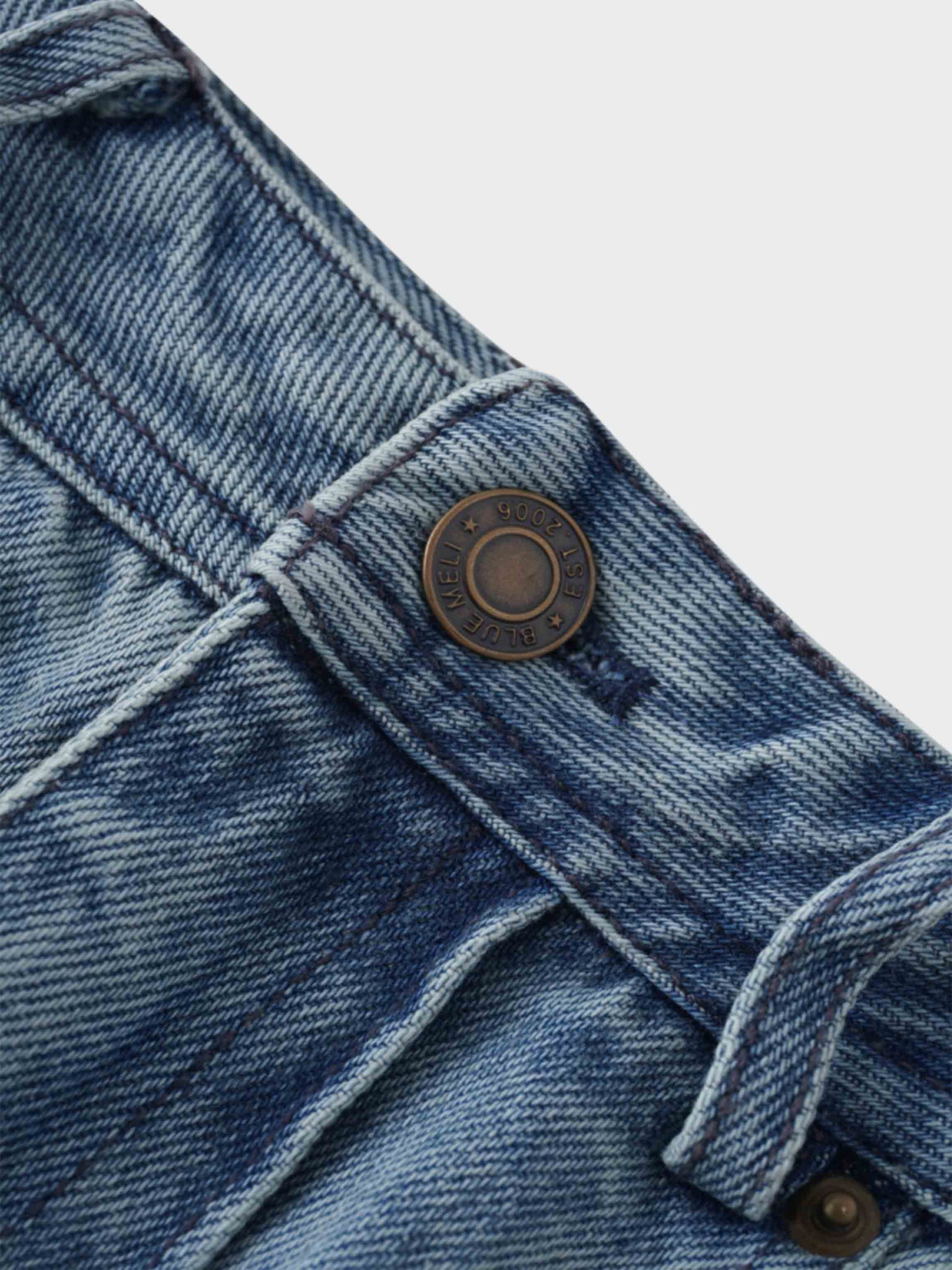 Denim Seamed Skirt-Blue Wash-4