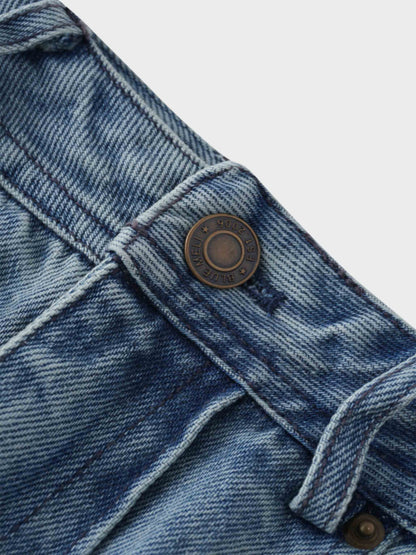 Denim Seamed Skirt-Blue Wash-4