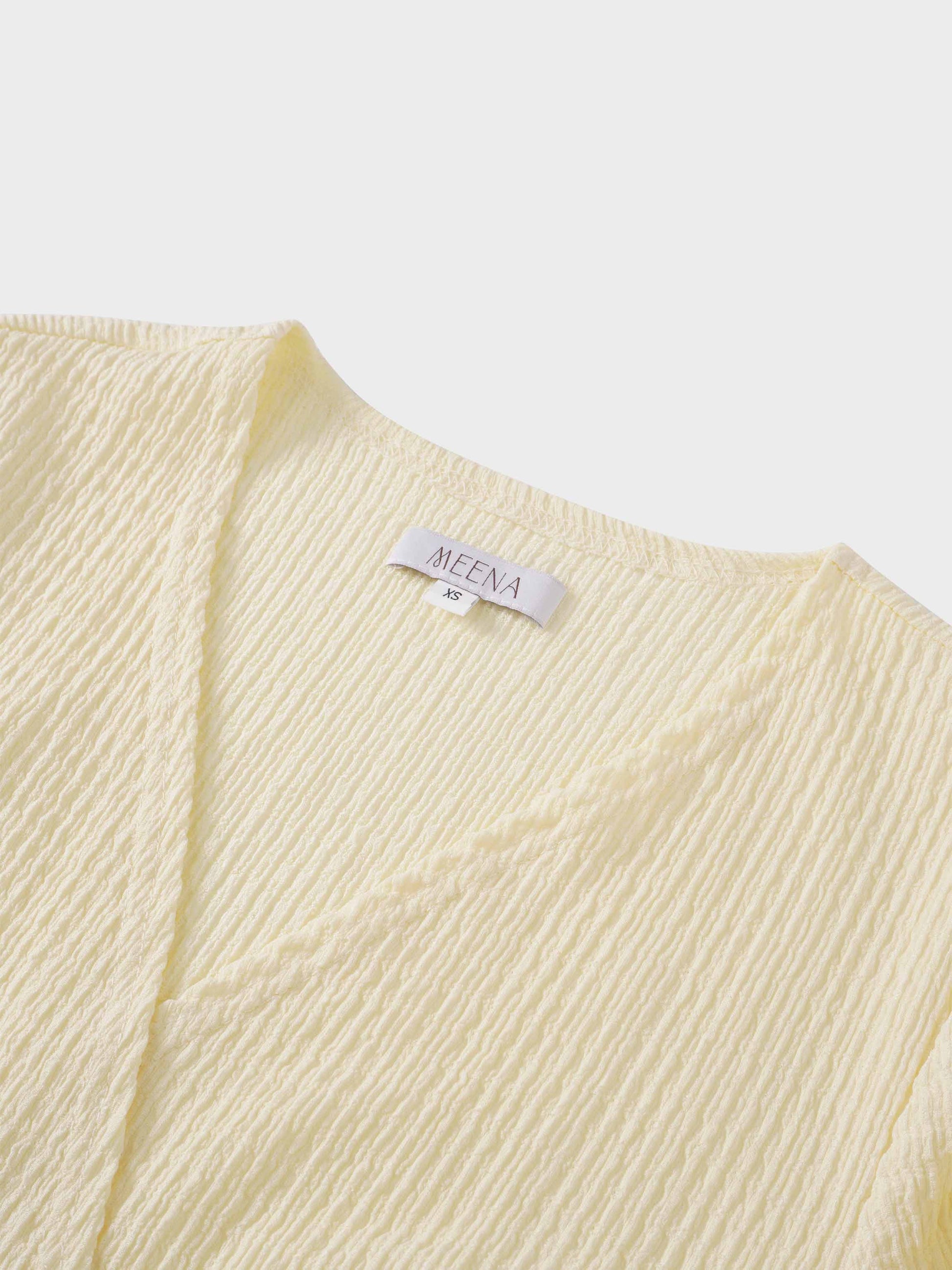 Textured Wrap Maxi Dress-Soft Yellow-4