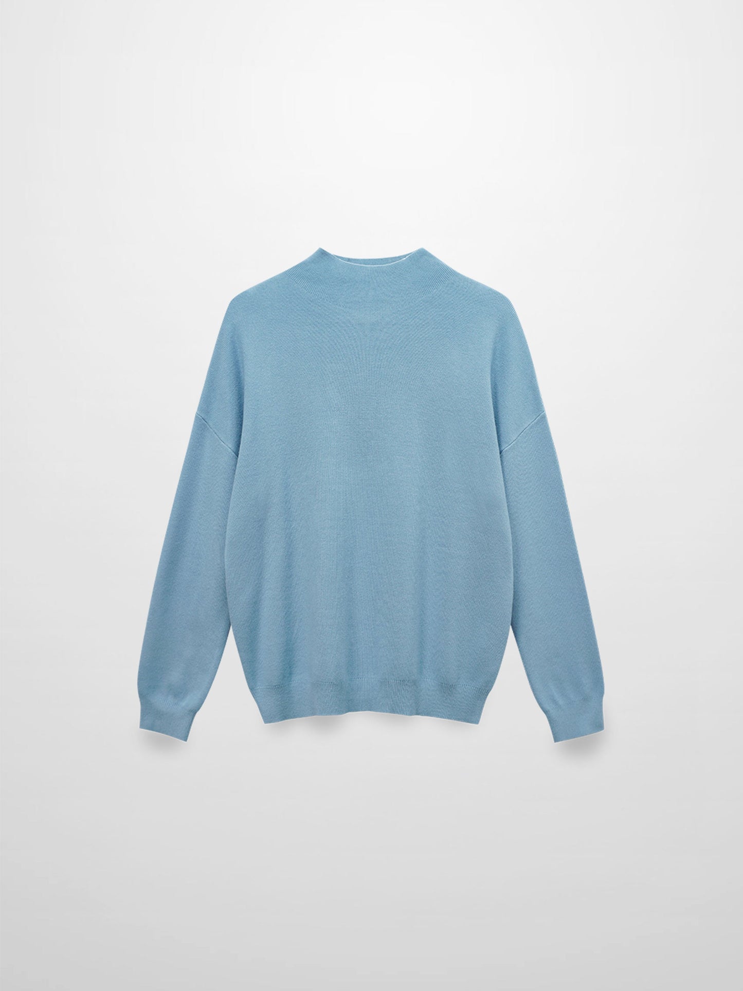 Mock Neck Thin Knit Sweater-Light Blue-0
