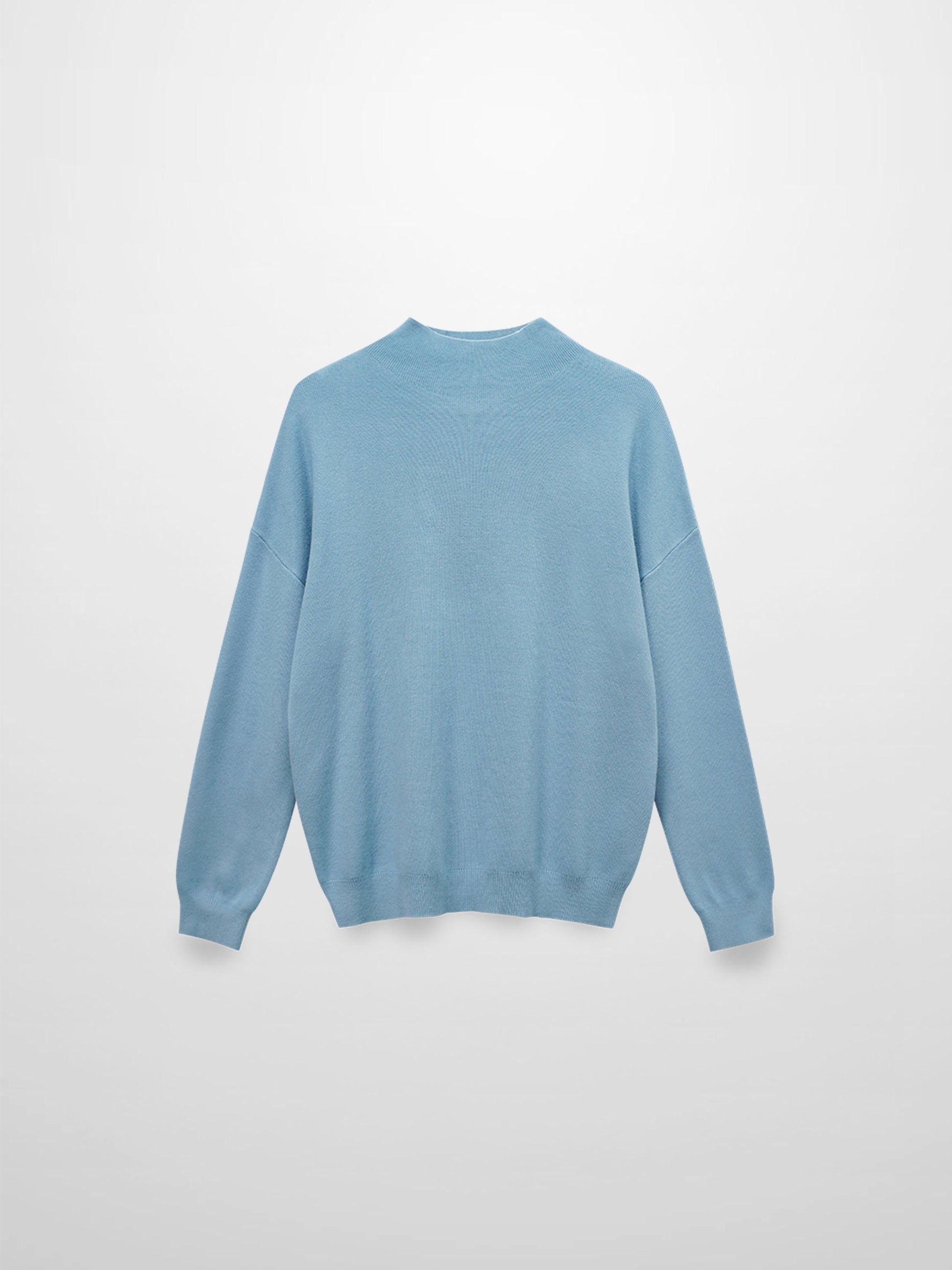 Mock Neck Thin Knit Sweater-Light Blue-0