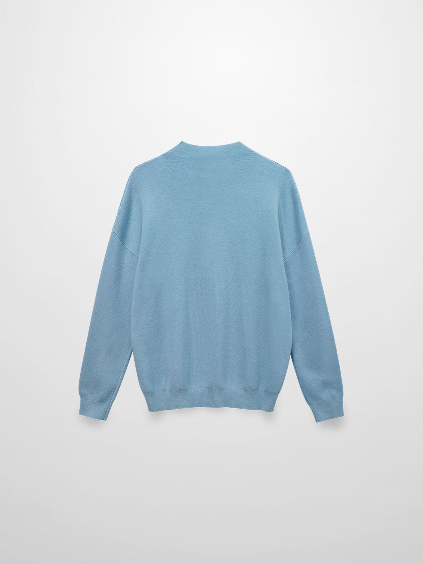 Mock Neck Thin Knit Sweater-Light Blue-1