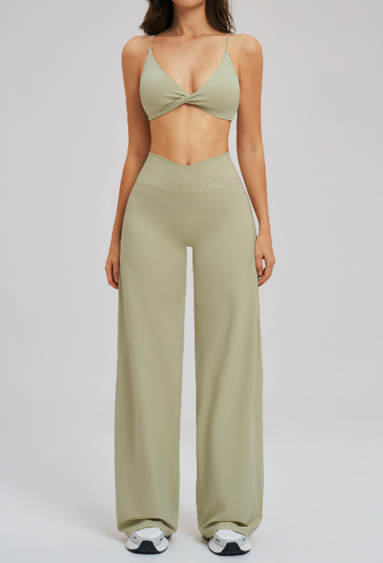 Brushed Cross Waist Yoga Set