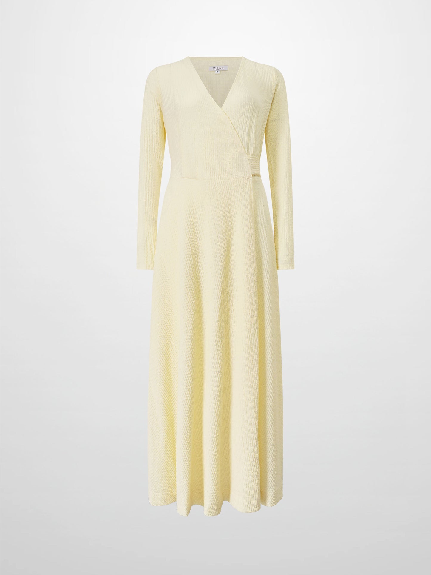 Textured Wrap Maxi Dress-Soft Yellow-2