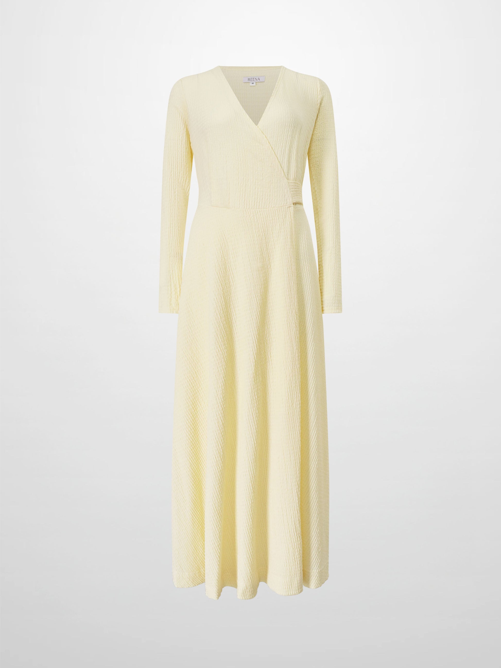 Textured Wrap Maxi Dress-Soft Yellow-2