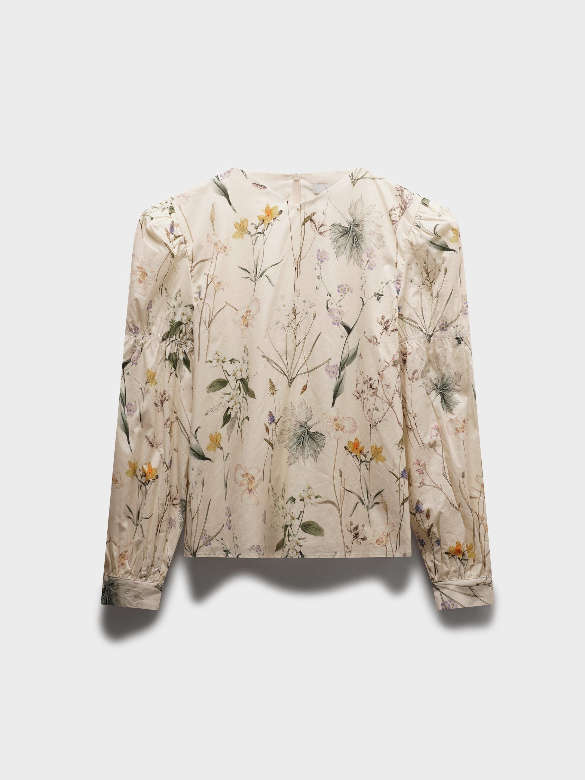 High V Puff Sleeve Top-Vintage Floral-2