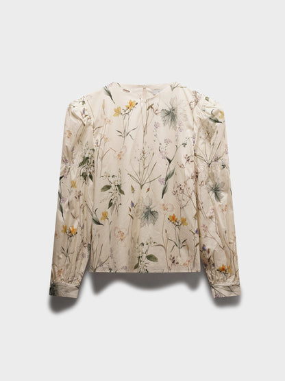 High V Puff Sleeve Top-Vintage Floral-2
