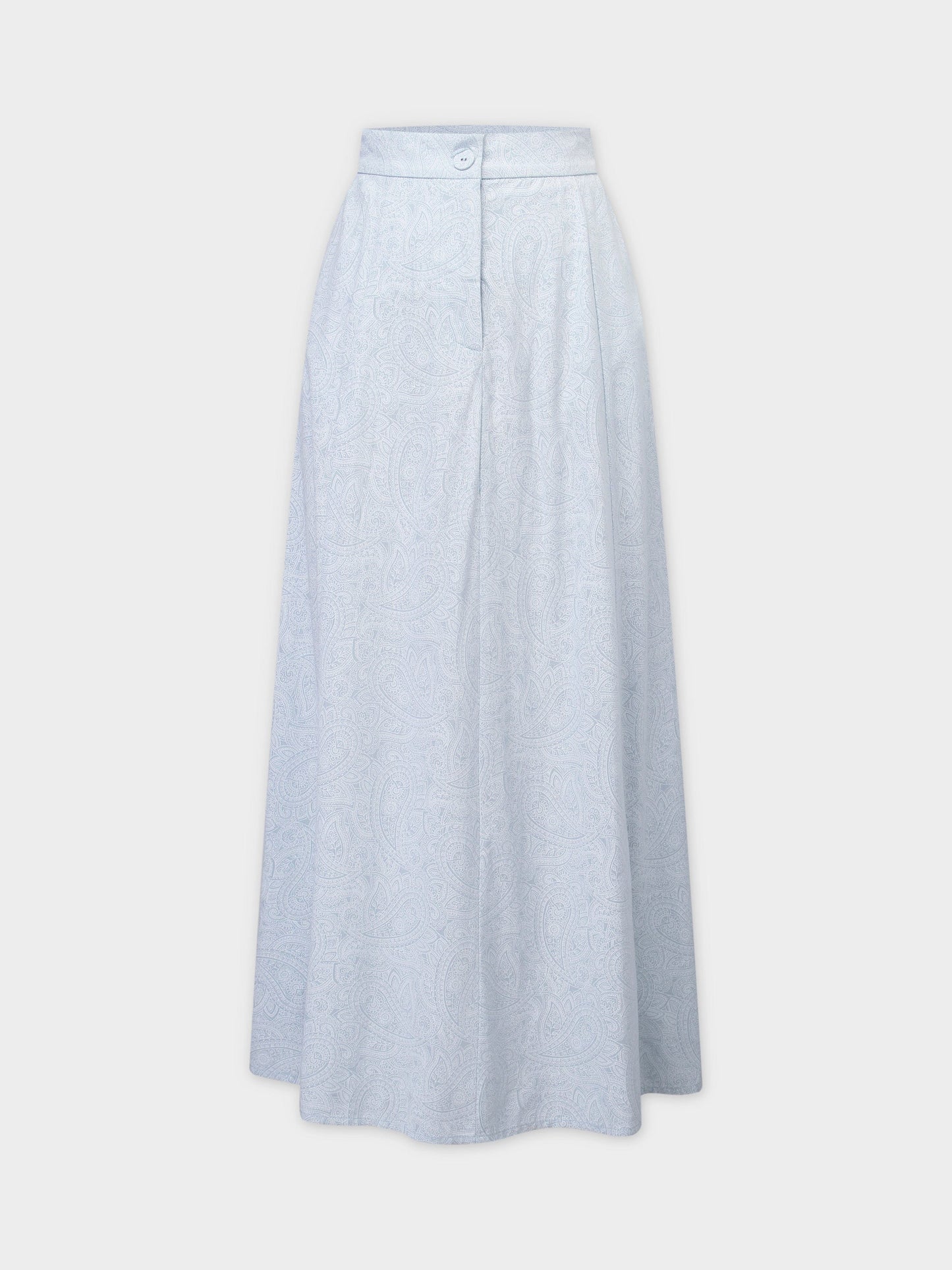 Pattern A-Line Seamed Skirt-Light Blue Paisley-1