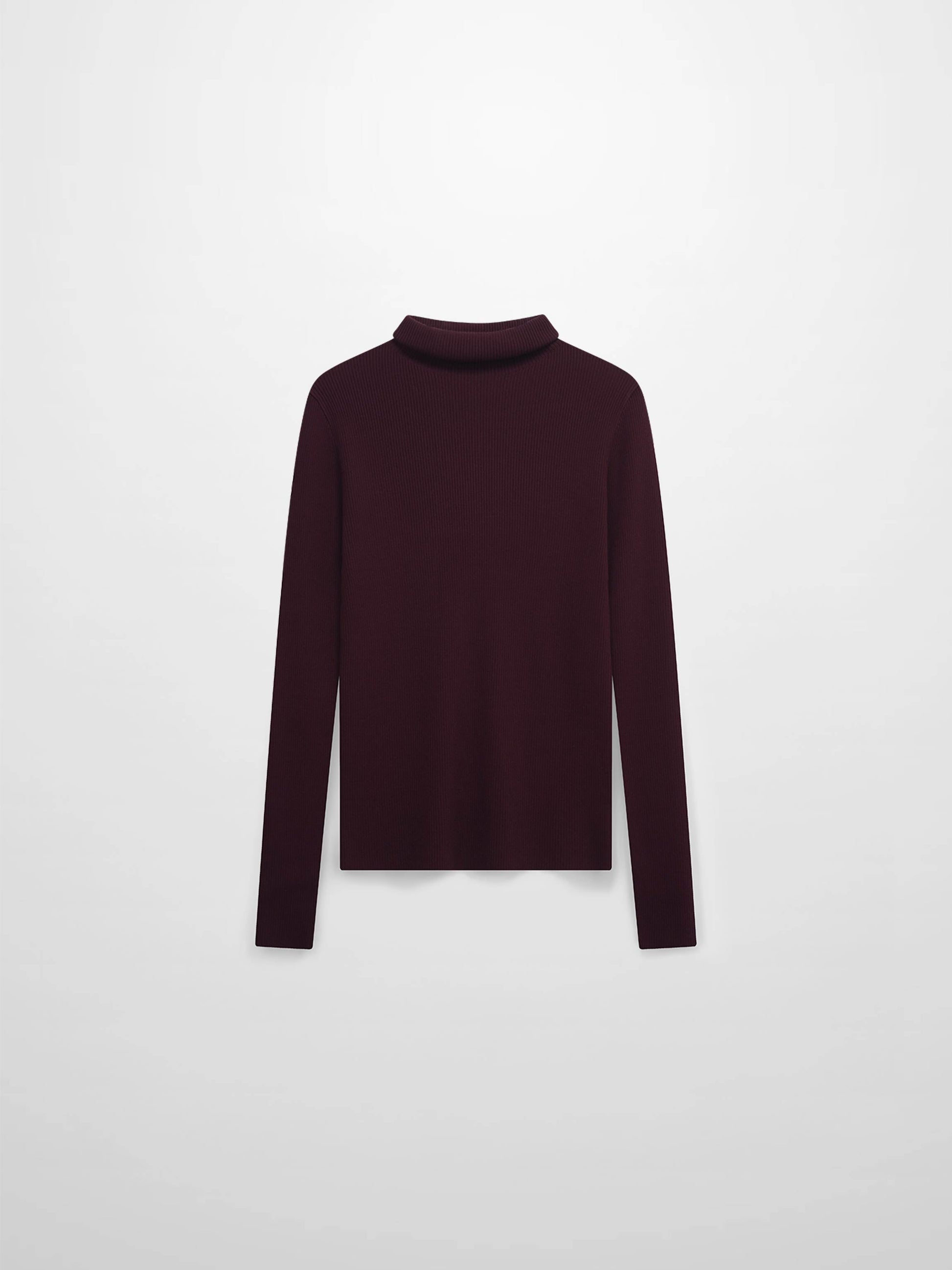 Knit Ribbed Turtleneck-Eggplant-1