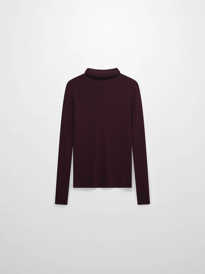Knit Ribbed Turtleneck-Eggplant-1