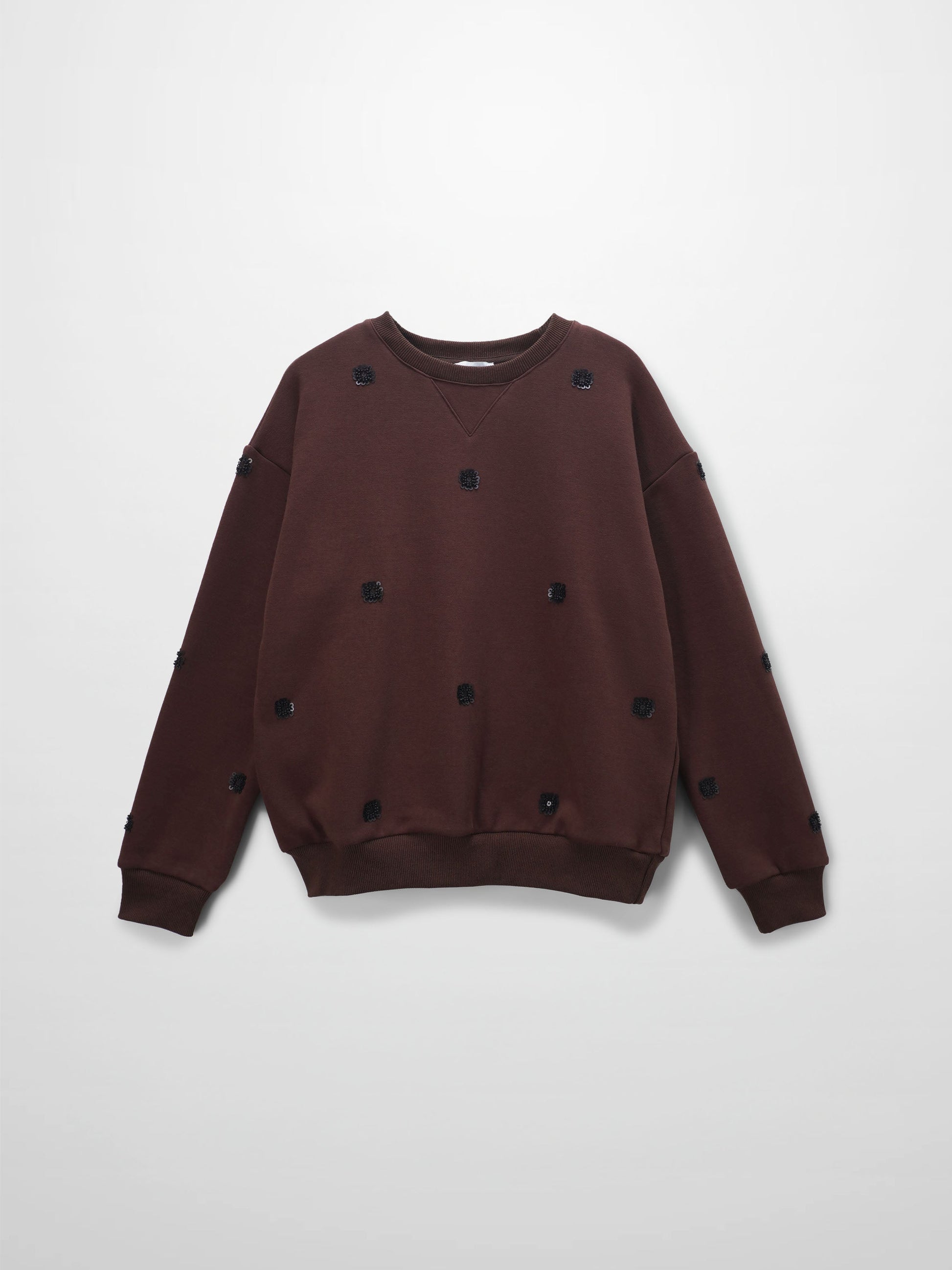 Embellished Sweatshirt-Brown/Black-0