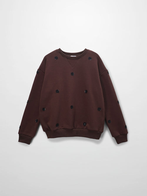Embellished Sweatshirt-Brown/Black-0