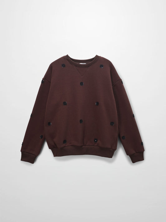 Embellished Sweatshirt-Brown/Black-0