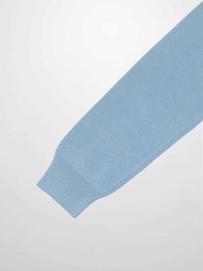 Mock Neck Thin Knit Sweater-Light Blue-3