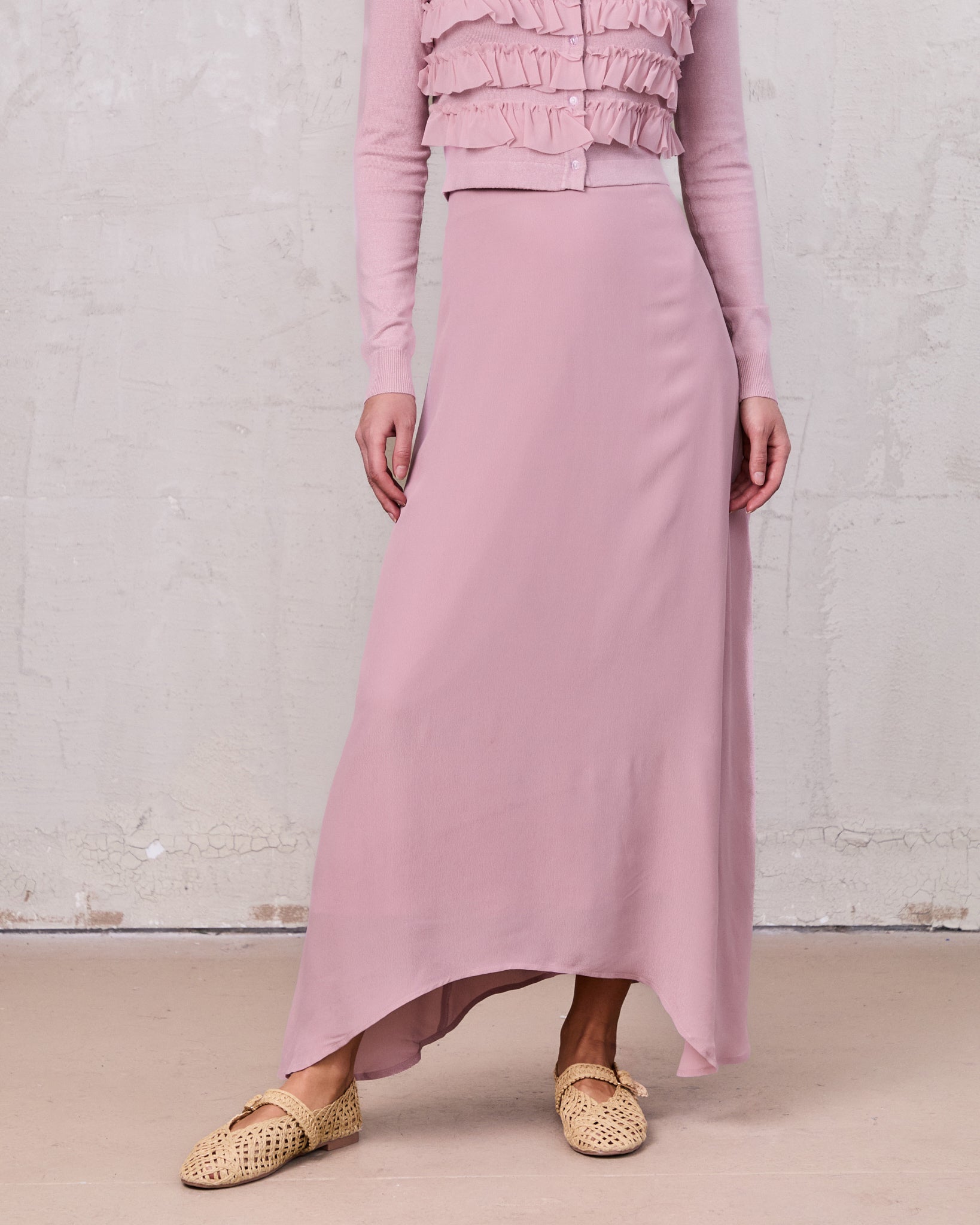 Curved Hem Maxi Skirt-Mauve-2