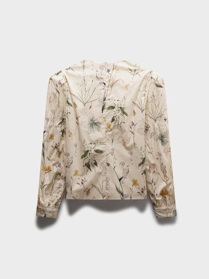 High V Puff Sleeve Top-Vintage Floral-3