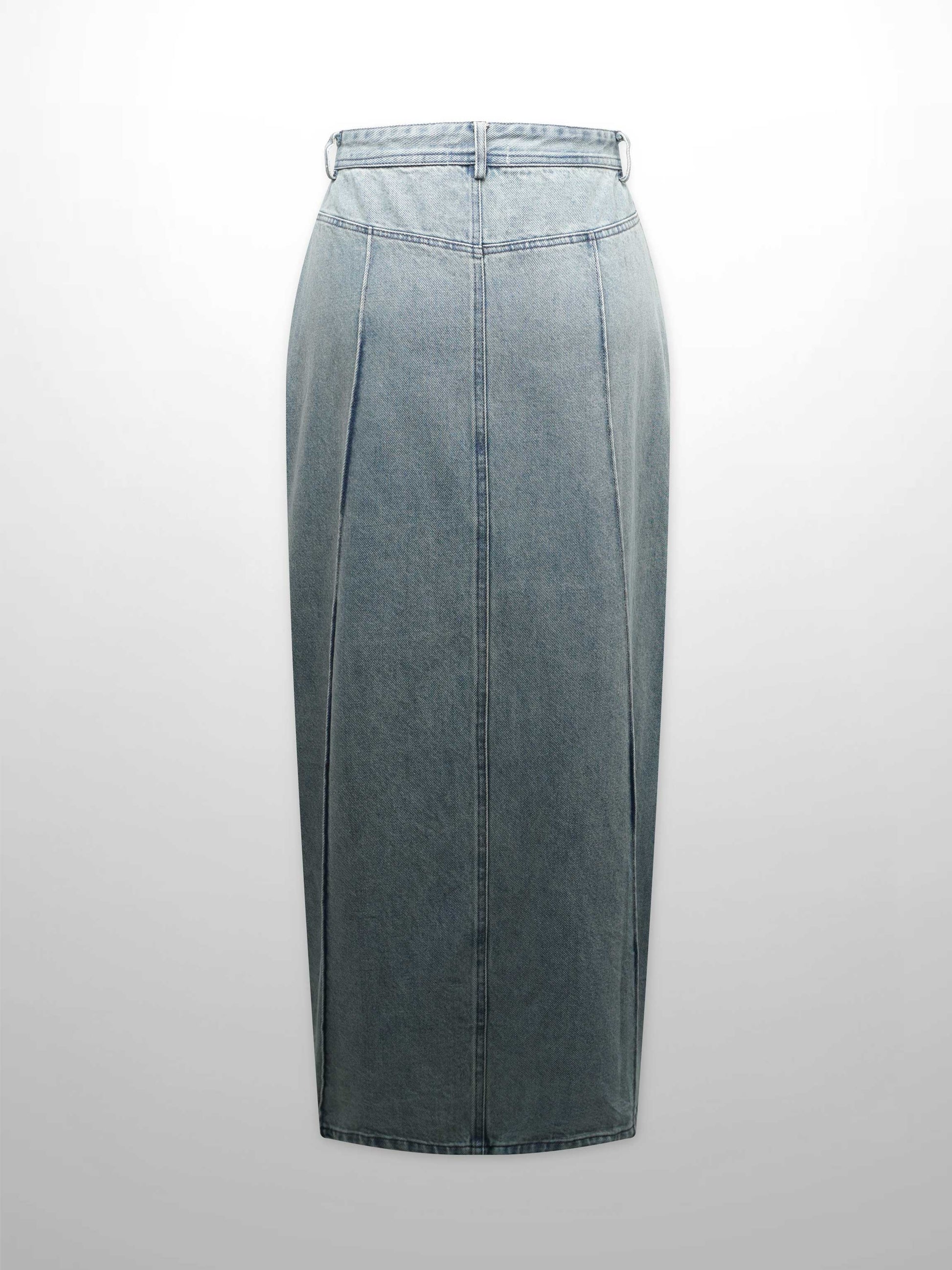 Denim Seamed Skirt-Blue Wash-2