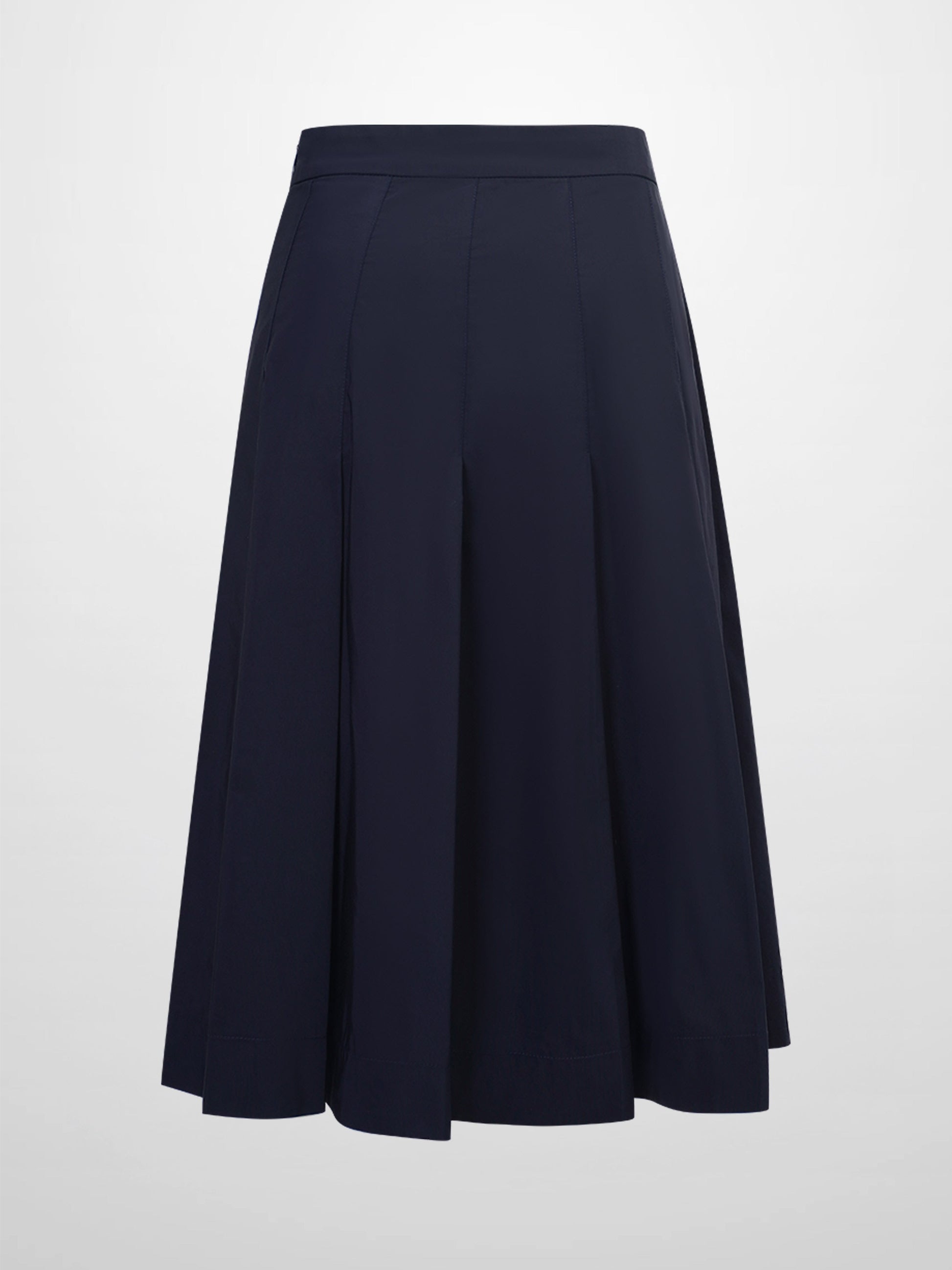 Taffeta Pleat Skirt 26"-Navy-1