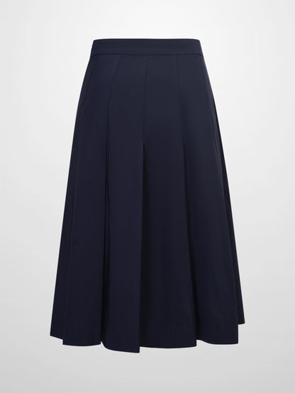 Taffeta Pleat Skirt 26"-Navy-1