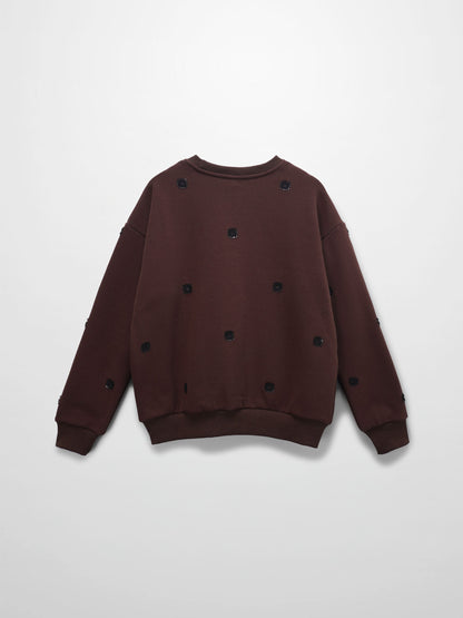 Embellished Sweatshirt-Brown/Black-1