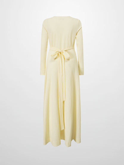 Textured Wrap Maxi Dress-Soft Yellow-3