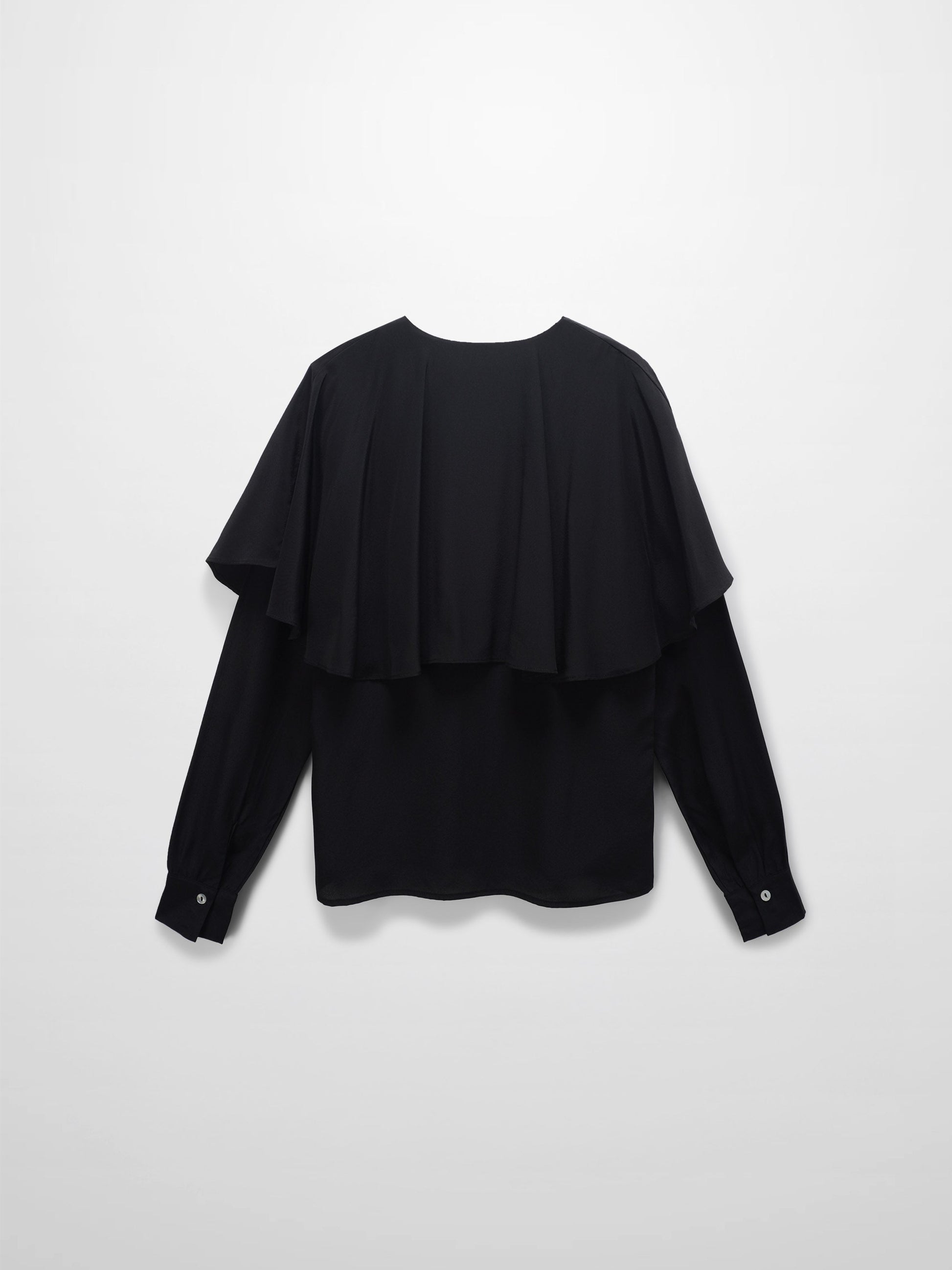 Silk Cape Blouse-Black-1