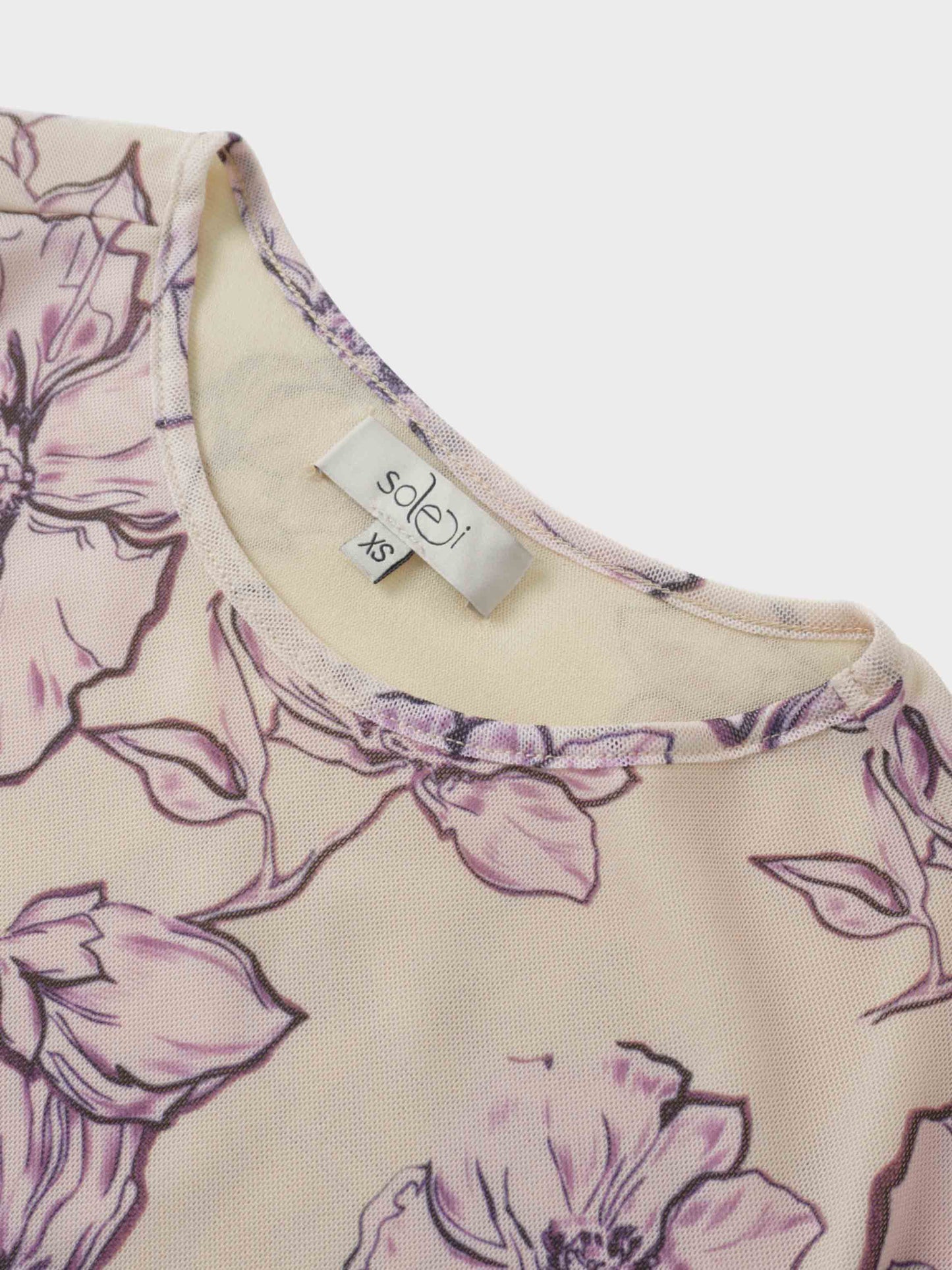 Mesh Crew Neck Print Top-Lavender Floral-3