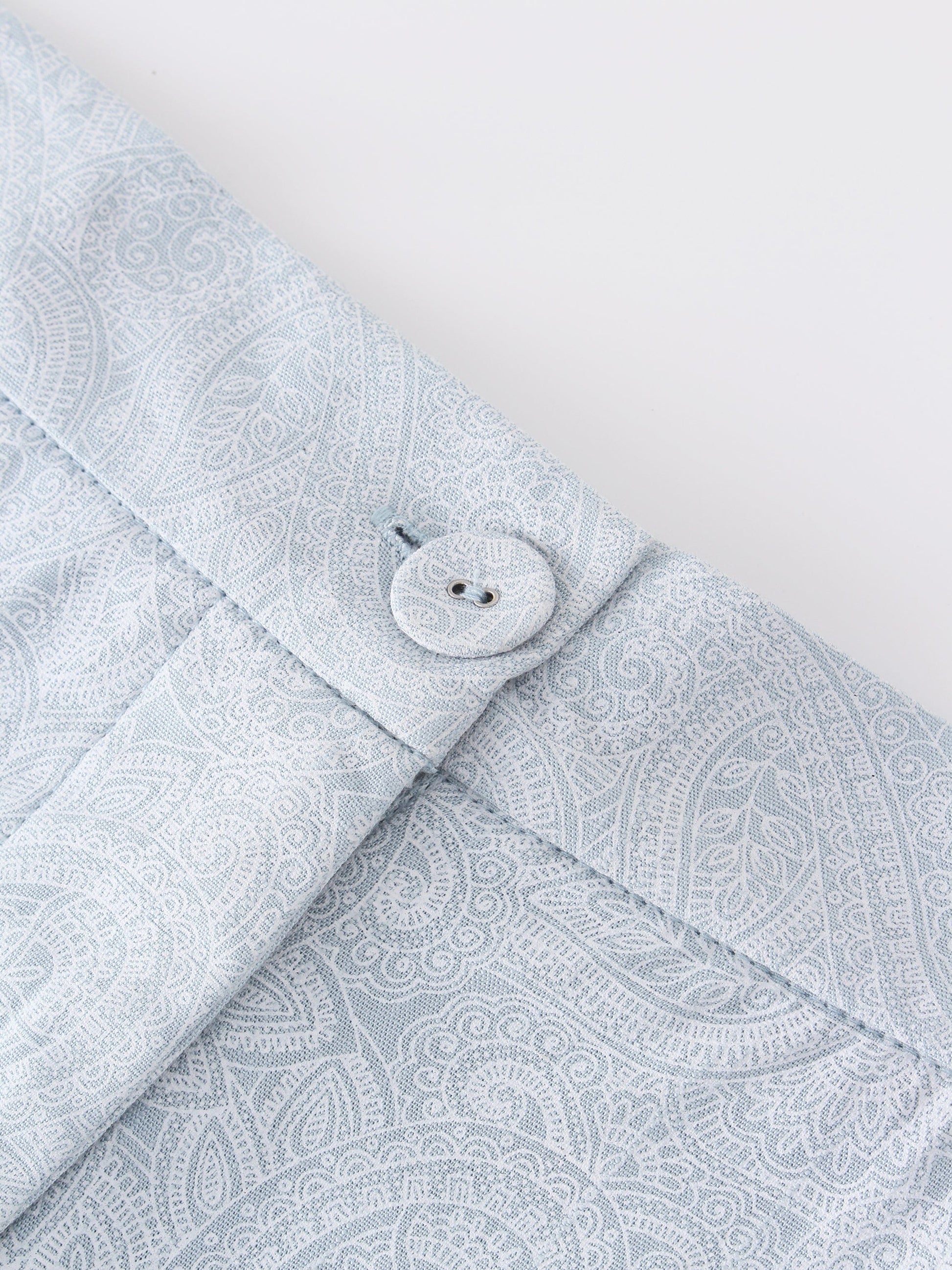 Pattern A-Line Seamed Skirt-Light Blue Paisley-4