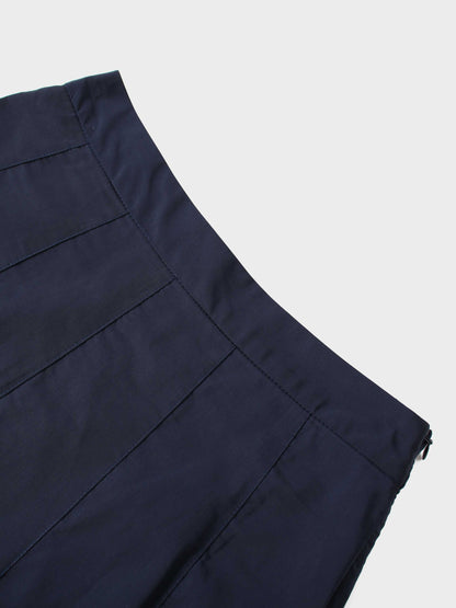Taffeta Pleat Skirt 26"-Navy-2