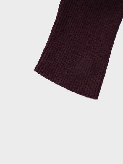 Knit Ribbed Turtleneck-Eggplant-4