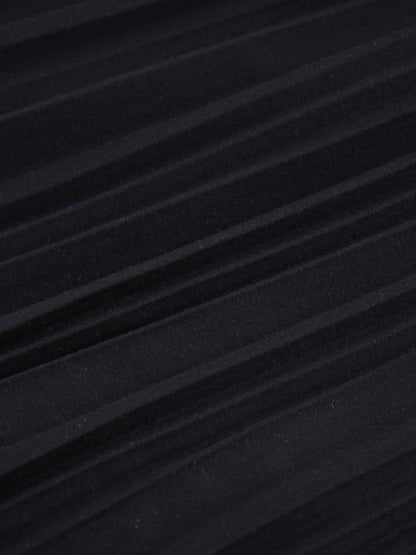 Wool Blend Pleated Skirt-Black-4