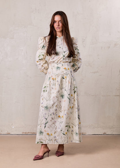 High V Puff Sleeve Top-Vintage Floral-1